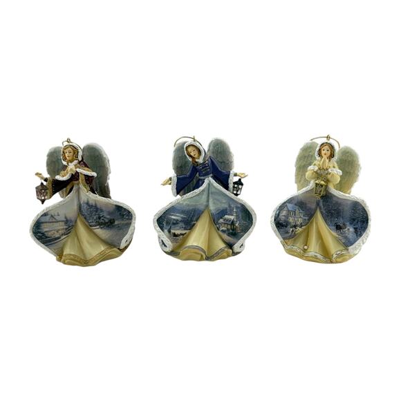 Thomas Kinkade Winter Angels Of Light Ornaments Second Issue Bradford Ed 2005 - Picture 1 of 11